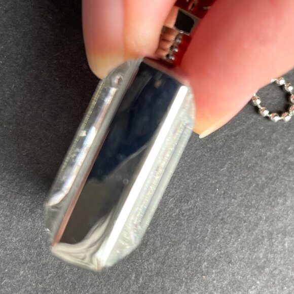 ✨ Pendant Necklace Crushed Amethyst Stone Shaker Square Frame Bottle Silver Tone - Picture 10 of 14